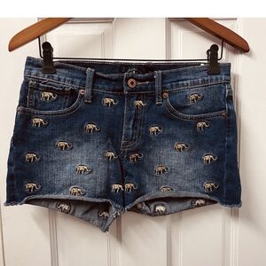 Lucky Brand Blue Elephant Print Jean Shorts